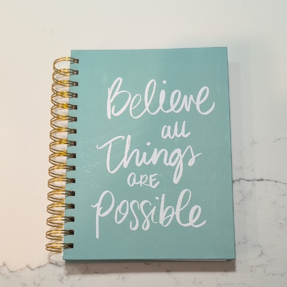 Inspirational Teal and Gold Spiral Notebook